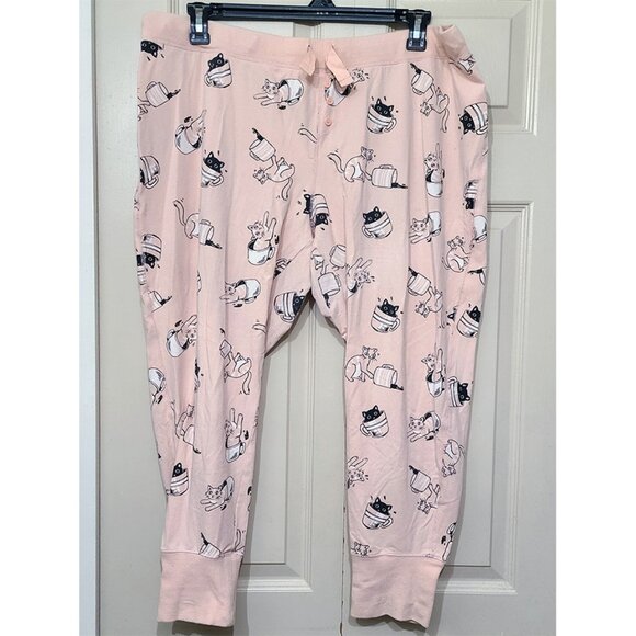 Torrid cats coffee latte caffeine pink foxy sleep legging - Picture 1 of 3